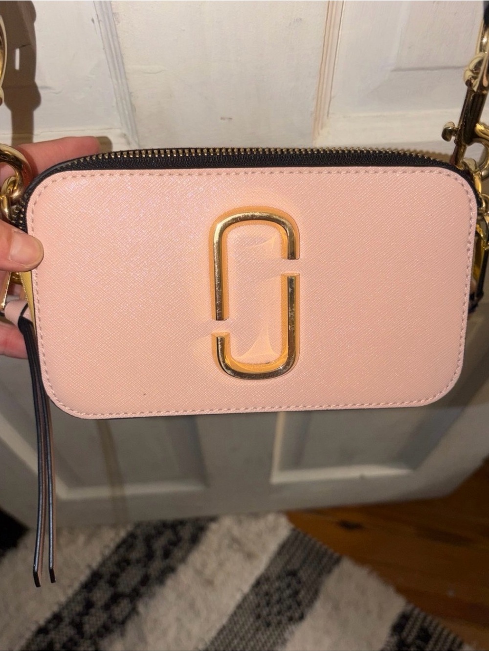 Marc Jacobs Blush Pink Double J Crossbody with Gold Hardware